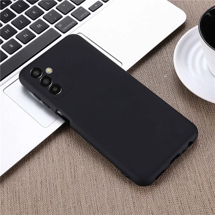 Capa Fina e à Prova de Choques para o Samsung Galaxy F13 4G Capa de Silicone Líquido para Telefone Protetora Anti-Queda com Alça - Preta