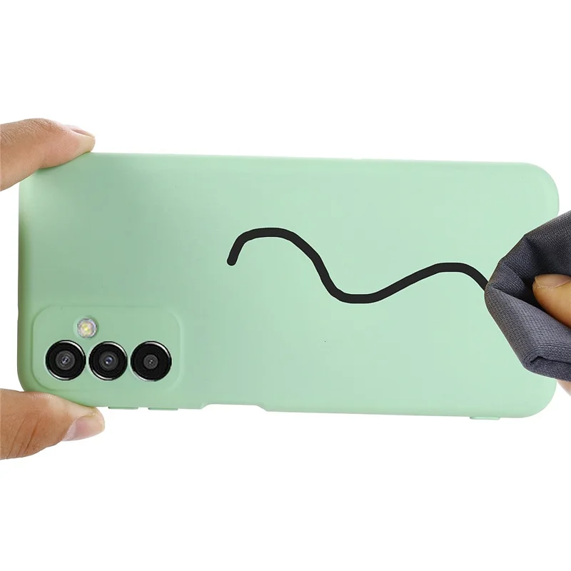 Shockproof Slim Case for Samsung Galaxy F13 4G Liquid Silicone Phone Cover Anti-Drop Protective Case with Strap - Green