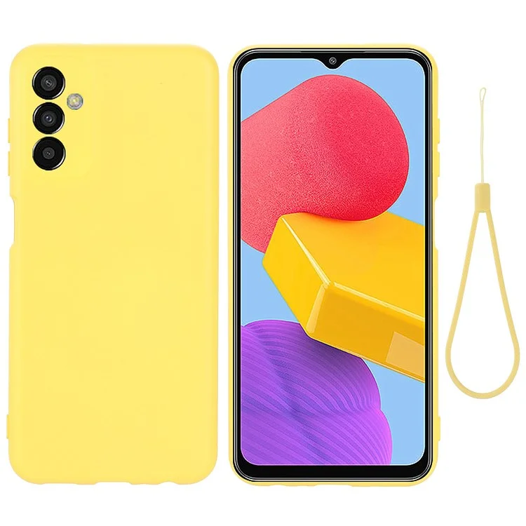 Custodia Sottile a Prova di Shock Per Samsung Galaxy F13 4G Copertura di Protezione Antidrop di Copertura Per Telefono in Silicone Liquido Con Cinturino - Giallo