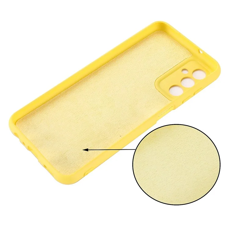 Custodia Sottile a Prova di Shock Per Samsung Galaxy F13 4G Copertura di Protezione Antidrop di Copertura Per Telefono in Silicone Liquido Con Cinturino - Giallo