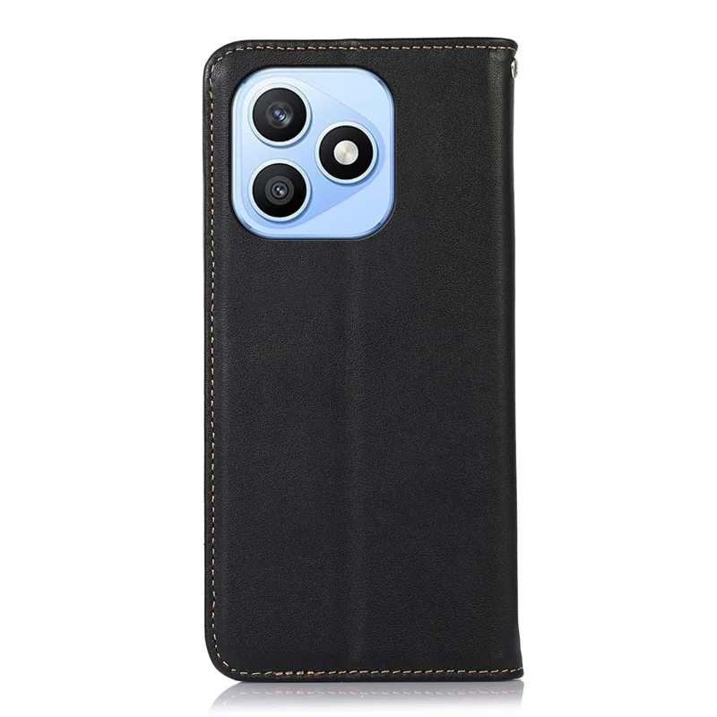 KHAZNEH For Honor X8d 4G Case Wallet Genuine Cow Leather Phone Cover Nappa Texture - Black