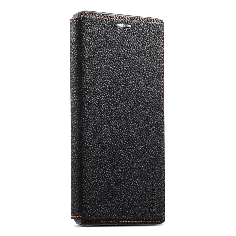 ESEBLE Funda Magnética de Cuero con Patrón de Textura de Lichi para Honor 400 5G (Global), Funda Abatible con Ranura para Tarjetas y Soporte - Negro