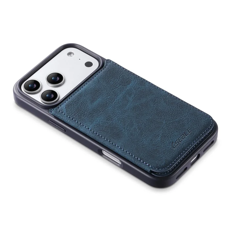 ESEBLE For iPhone 17 Pro Case Card Holder Vintage Leather Shockproof Cover - Blue