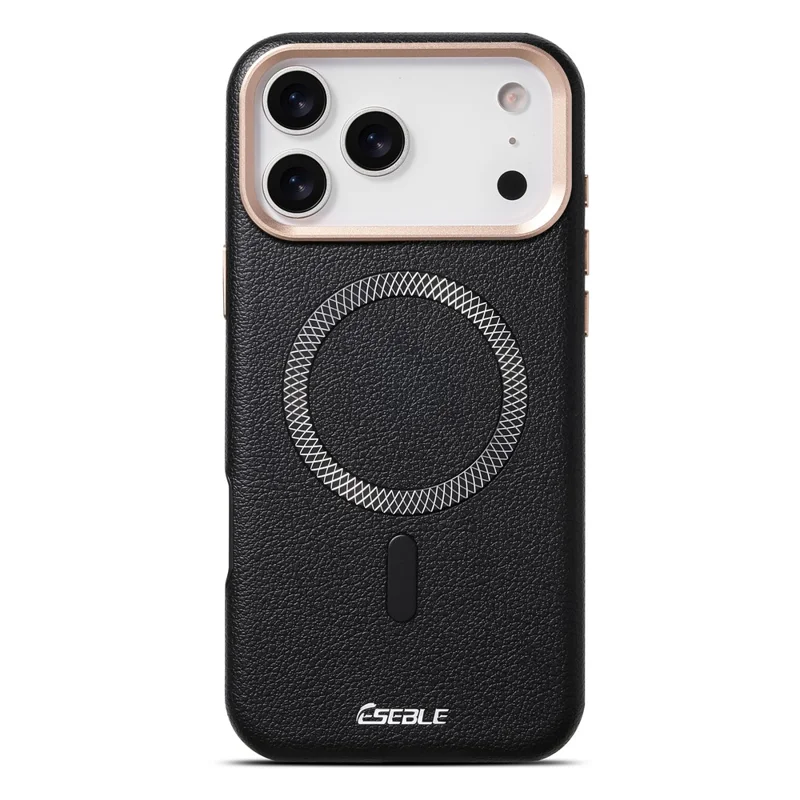 ESEBLE For iPhone 17 Pro Max Magnetic Case PU+TPU Litchi Pattern Back Cover Compatible with Magsafe - Black
