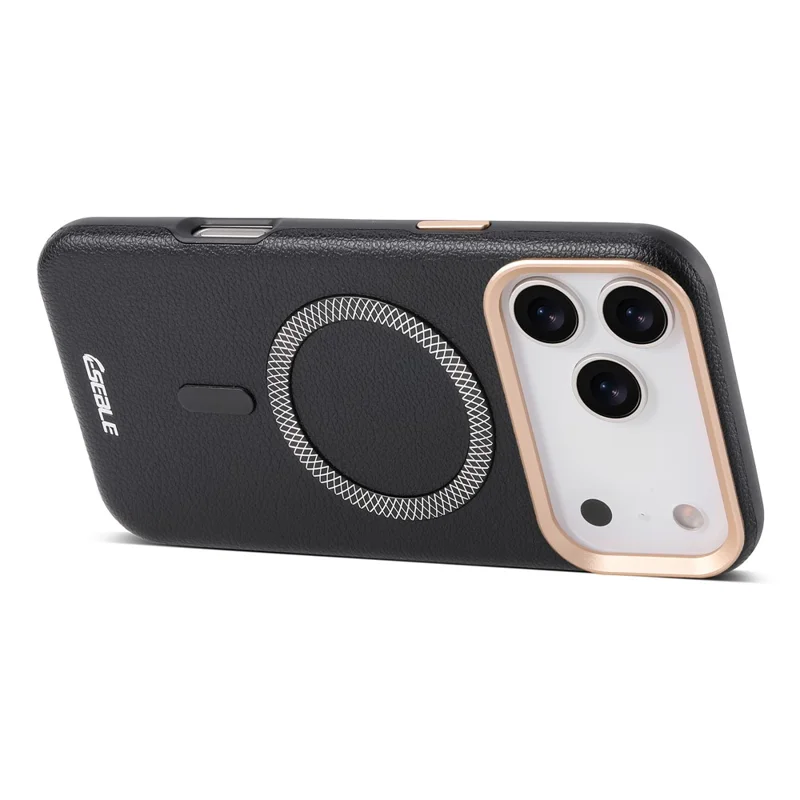 ESEBLE For iPhone 17 Pro Max Magnetic Case PU+TPU Litchi Pattern Back Cover Compatible with Magsafe - Black