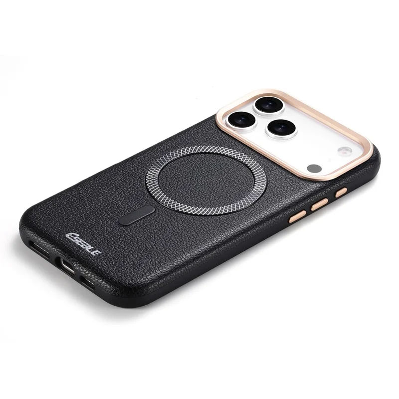 ESEBLE For iPhone 17 Pro Max Magnetic Case PU+TPU Litchi Pattern Back Cover Compatible with Magsafe - Black