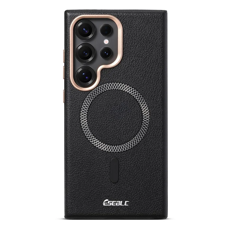 ESEBLE For Samsung Galaxy S26 Ultra Magnetic Case PU+TPU Litchi Pattern Back Cover - Black