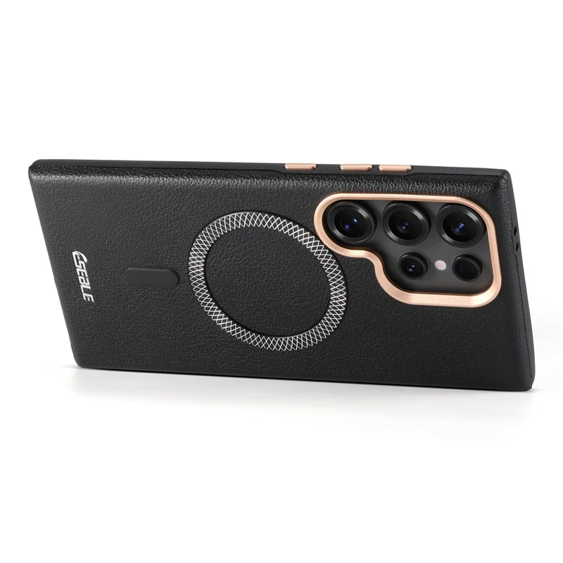 ESEBLE For Samsung Galaxy S25 Ultra Magnetic Case PU+TPU Litchi Pattern Back Cover - Black