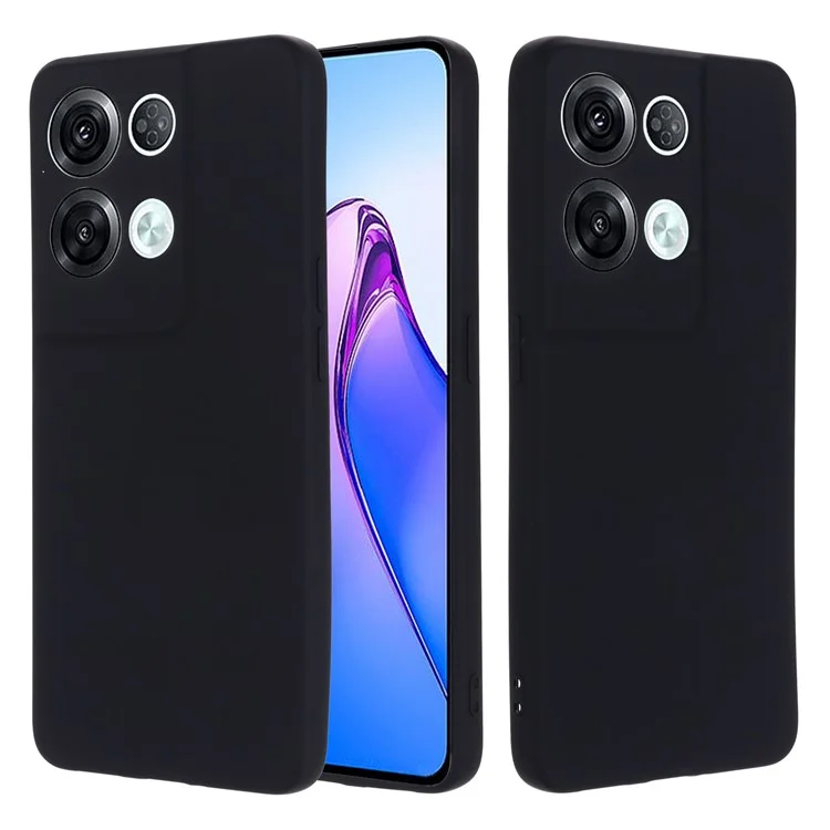 Anti-Fall-Handyhülle für Oppo Reno8 Pro 5G (Globale Version) Flüssigsilikon-Slim-Case, stoßfeste Hülle mit Trageriemen - Schwarz