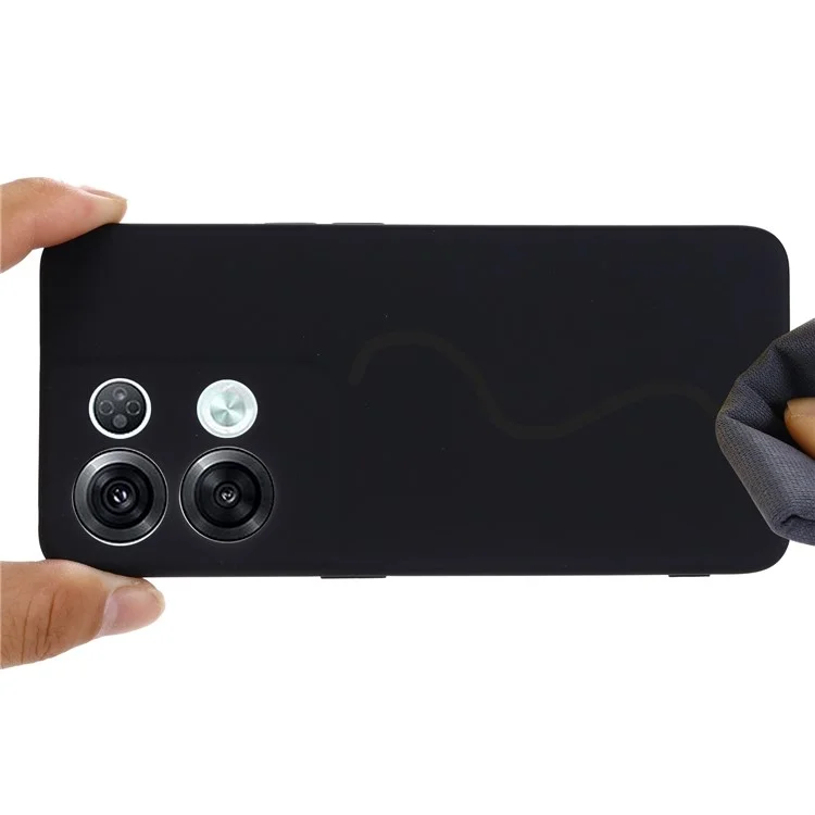 Anti-Fall-Handyhülle für Oppo Reno8 Pro 5G (Globale Version) Flüssigsilikon-Slim-Case, stoßfeste Hülle mit Trageriemen - Schwarz