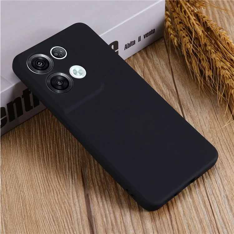 Anti-Fall-Handyhülle für Oppo Reno8 Pro 5G (Globale Version) Flüssigsilikon-Slim-Case, stoßfeste Hülle mit Trageriemen - Schwarz