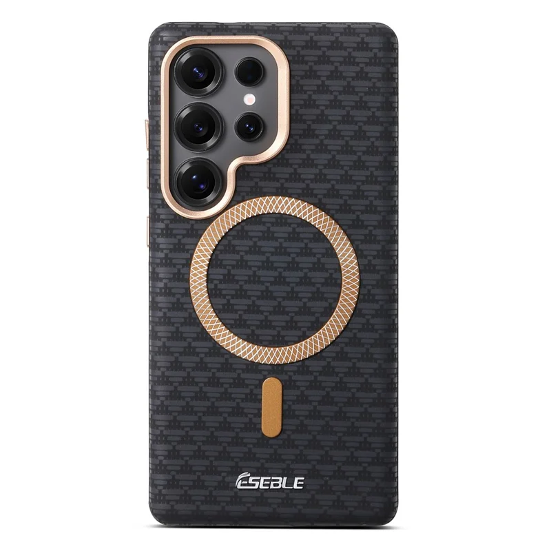 ESEBLE For Samsung Galaxy S25 Ultra Magnetic Case TPU + PU Leather Phone Cover - Black