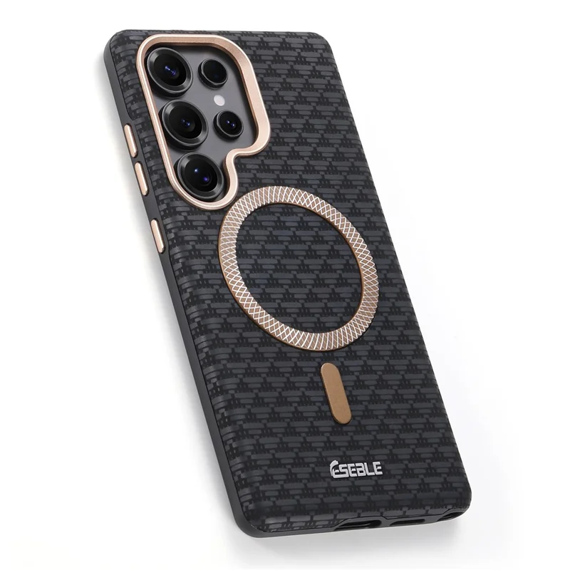 ESEBLE For Samsung Galaxy S25 Ultra Magnetic Case TPU + PU Leather Phone Cover - Black