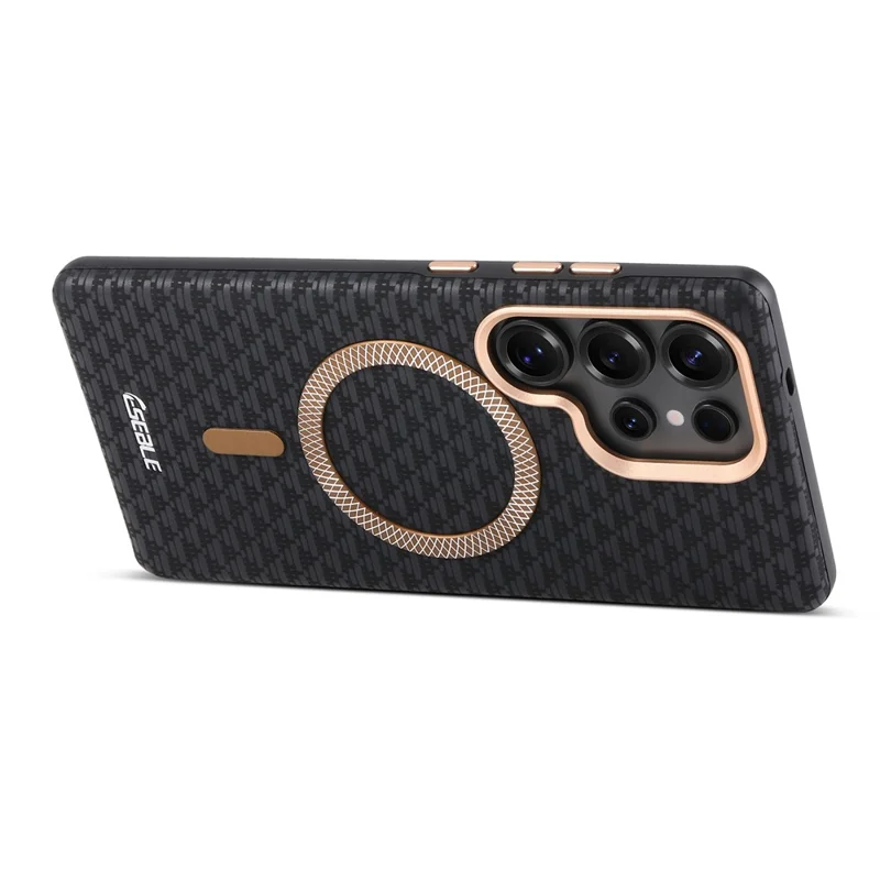 ESEBLE For Samsung Galaxy S25 Ultra Magnetic Case TPU + PU Leather Phone Cover - Black