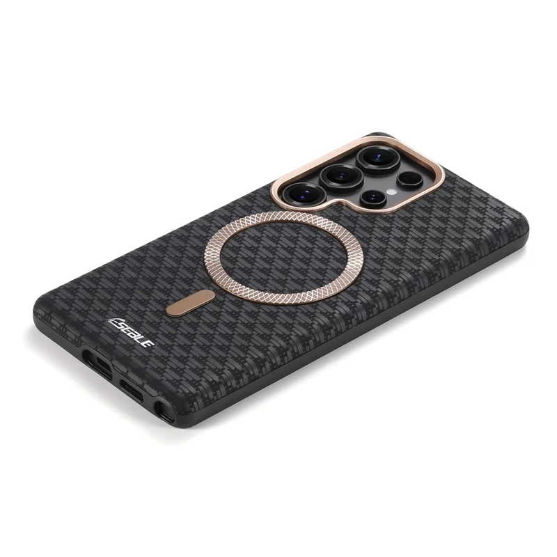 ESEBLE For Samsung Galaxy S25 Ultra Magnetic Case TPU + PU Leather Phone Cover - Black