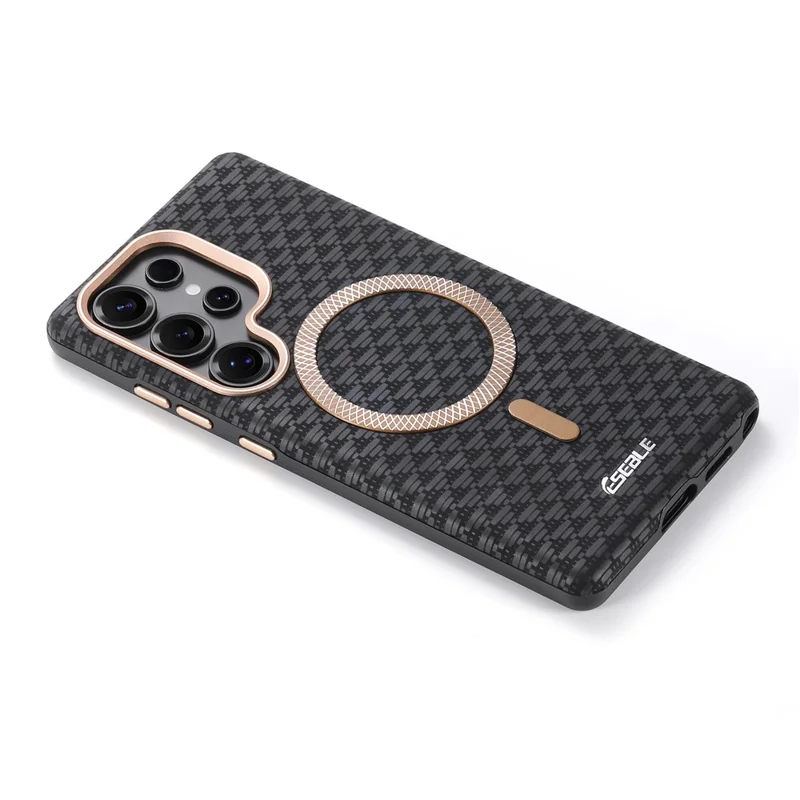 ESEBLE For Samsung Galaxy S25 Ultra Magnetic Case TPU + PU Leather Phone Cover - Black
