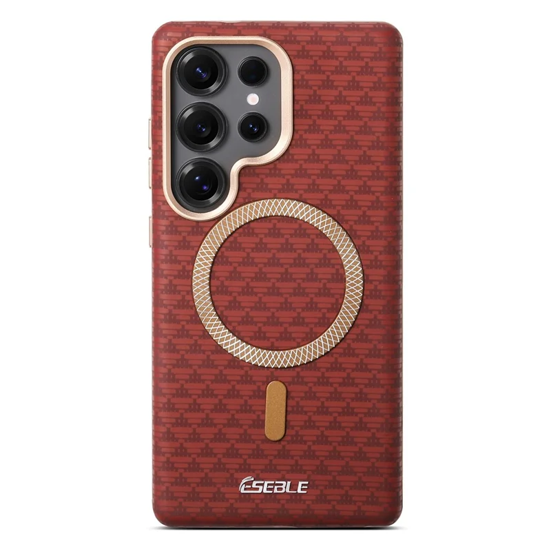 ESEBLE For Samsung Galaxy S25 Ultra Magnetic Case TPU + PU Leather Phone Cover - Red