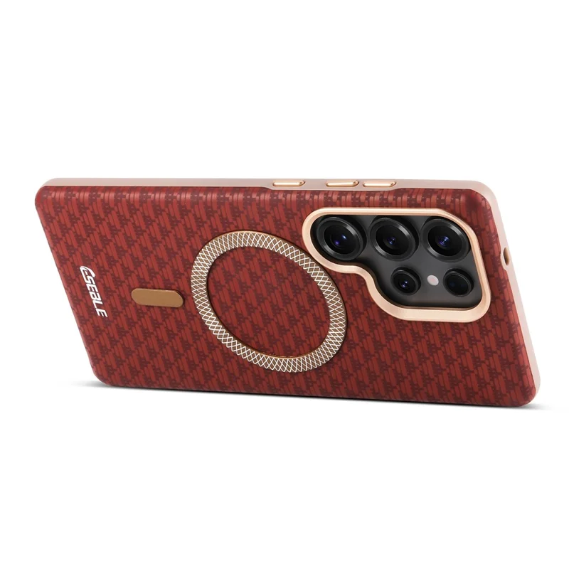 ESEBLE For Samsung Galaxy S25 Ultra Magnetic Case TPU + PU Leather Phone Cover - Red