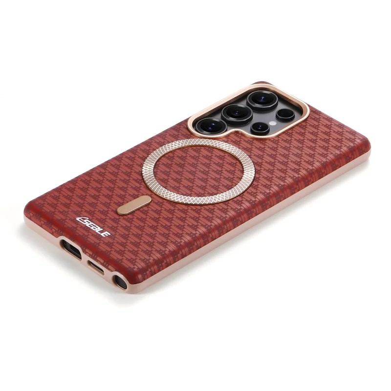 ESEBLE For Samsung Galaxy S25 Ultra Magnetic Case TPU + PU Leather Phone Cover - Red