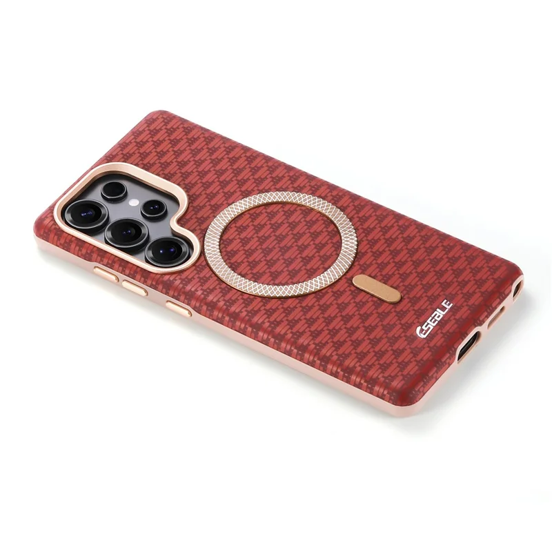 ESEBLE For Samsung Galaxy S25 Ultra Magnetic Case TPU + PU Leather Phone Cover - Red