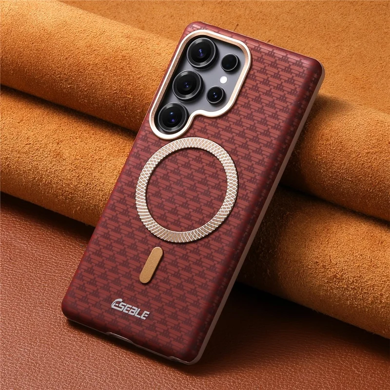 ESEBLE For Samsung Galaxy S25 Ultra Magnetic Case TPU + PU Leather Phone Cover - Red