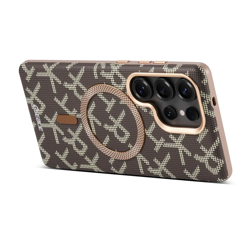 ESEBLE For Samsung Galaxy S26 Ultra Magnetic Case TPU PU Letter Pattern Back Cover - Desert Gold