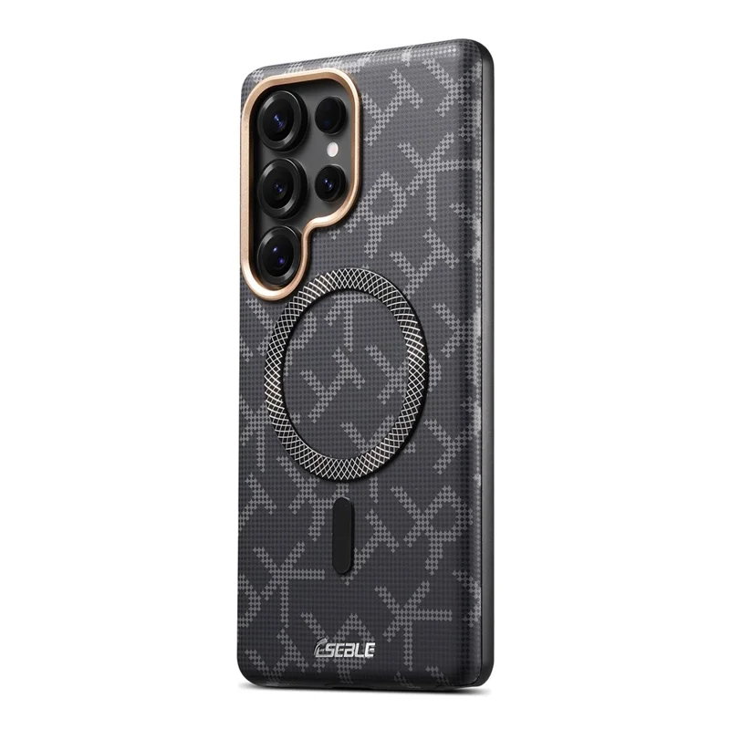 ESEBLE For Samsung Galaxy S26 Ultra Magnetic Case TPU PU Letter Pattern Back Cover - Black