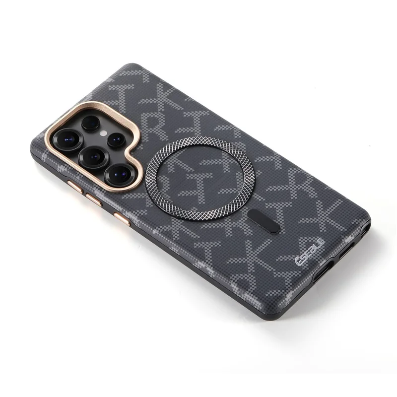 ESEBLE For Samsung Galaxy S26 Ultra Magnetic Case TPU PU Letter Pattern Back Cover - Black