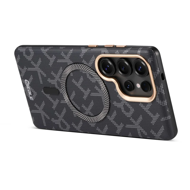 ESEBLE For Samsung Galaxy S26 Ultra Magnetic Case TPU PU Letter Pattern Back Cover - Black