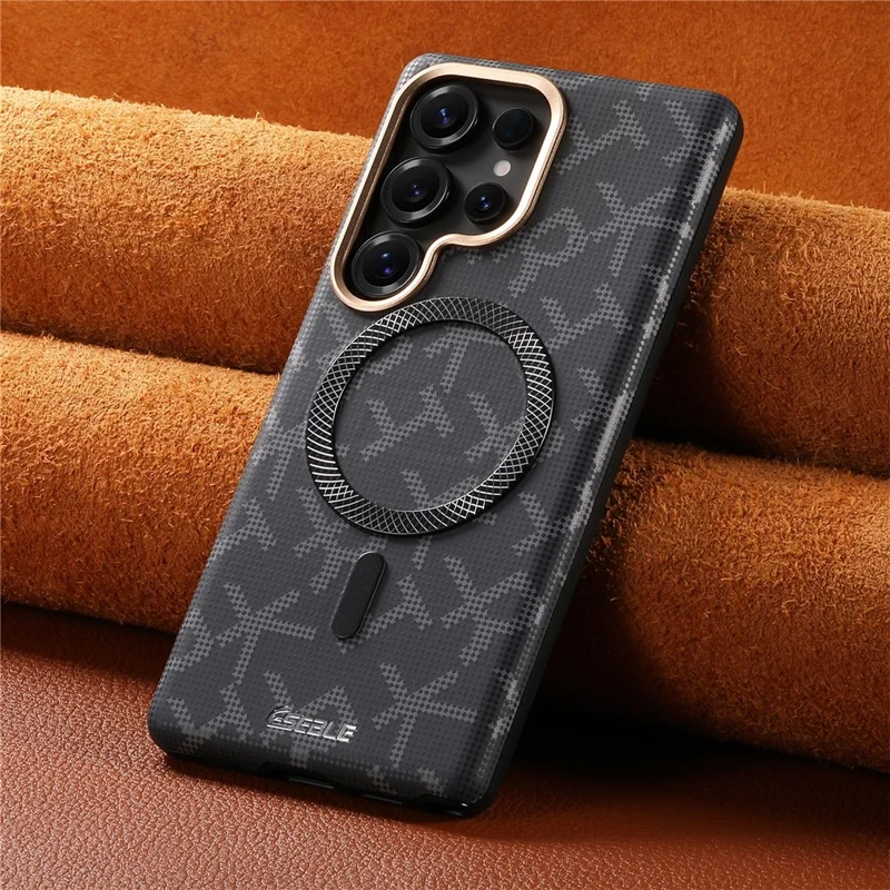 ESEBLE For Samsung Galaxy S26 Ultra Magnetic Case TPU PU Letter Pattern Back Cover - Black