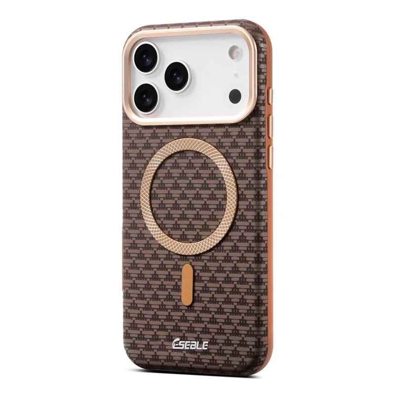 ESEBLE For iPhone 17 Pro Magnetic Case TPU + PU Leather Phone Cover Compatible with Magsafe - Dark Brown
