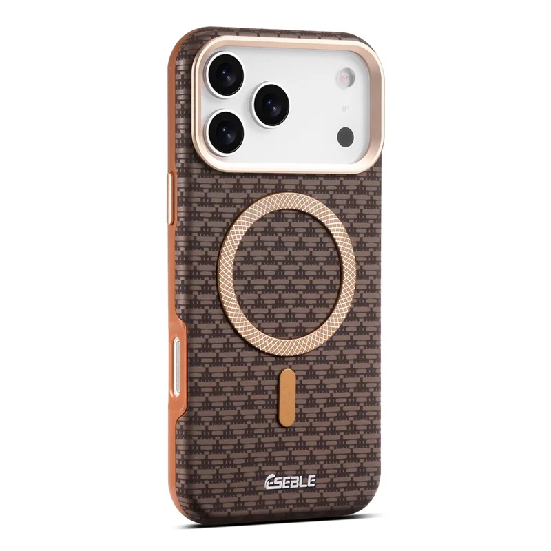 ESEBLE For iPhone 17 Pro Magnetic Case TPU + PU Leather Phone Cover Compatible with Magsafe - Dark Brown