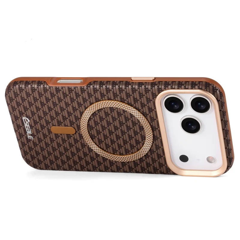 ESEBLE For iPhone 17 Pro Magnetic Case TPU + PU Leather Phone Cover Compatible with Magsafe - Dark Brown