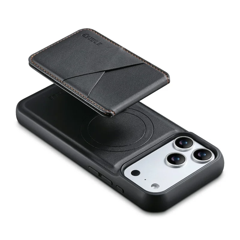 ESEBLE Dla iPhone 17 Pro Max Obudowa Magnetyczna TPU+PU Faux Skóra Wzór Zabezpieczenie RFID Demontowalny Pochod na Karty Pokrowiec na Telefon z Funkcją Stojaka Wielokątnego Kompatybilny z MagSafe - Czarny