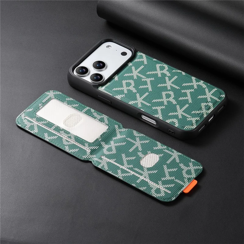 ESEBLE For iPhone 17 Pro Max Magnetic Case RFID Blocking Detachable Card Holder Stand Phone Cover Compatible With MagSafe - Green