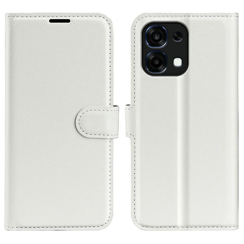 For Oppo A6 Pro 5G / 4G Case Wallet Stand Litchi Texture Shockproof Leather Phone Cover - White