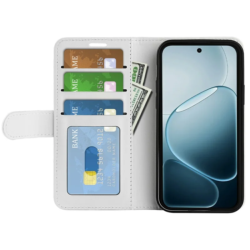 Phone Case For Oppo A6 Pro 5G  /  4G Crazy Horse Texture Stand Leather Wallet Phone Cover - White
