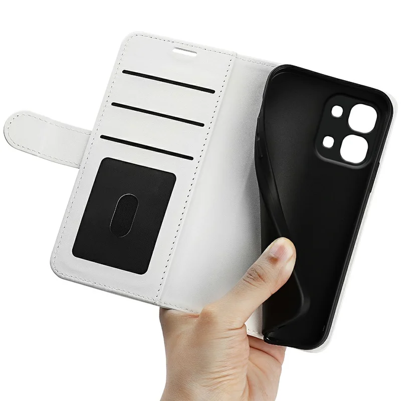 Phone Case For Oppo A6 Pro 5G  /  4G Crazy Horse Texture Stand Leather Wallet Phone Cover - White