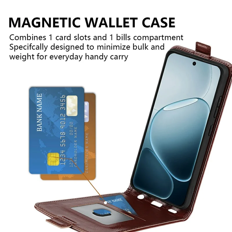 Phone Case For Oppo A6 Pro 5G  /  4G Crazy Horse Texture Stand Leather Wallet Phone Cover - Brown