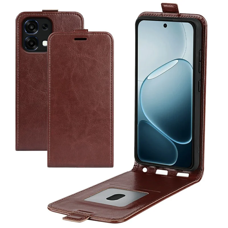 Phone Case For Oppo A6 Pro 5G  /  4G Crazy Horse Texture Stand Leather Wallet Phone Cover - Brown