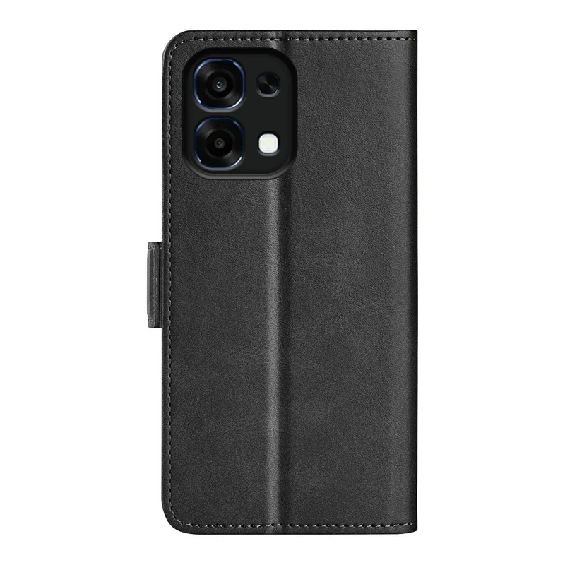 Wallet Case For Oppo A6 Pro 5G  /  4G Calf Textured TPU + PU Stand Flip Cover With Double Magnetic Clasp - Black