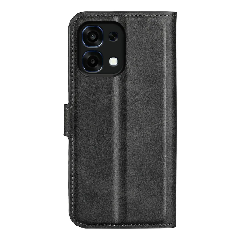 Coque portefeuille pour Oppo A6 Pro 5G / 4G TPU + PU, coque folio à rabat avec support, texture cuir de veau et fermoir magnétique carré - Noir