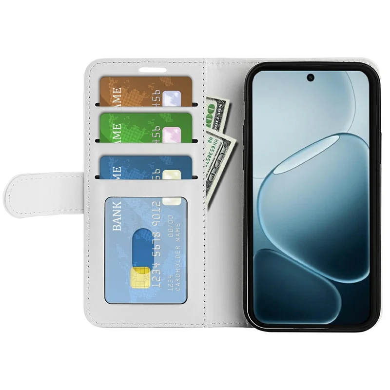 For Oppo F31 Pro 5G Wallet Case Crazy Horse Texture Stand Leather Phone Cover - White