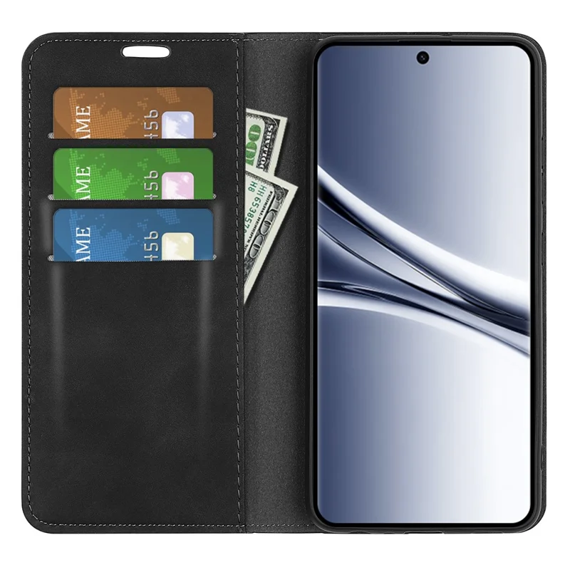 For Xiaomi Redmi Note 15 4G (Global) Stand Case Skin Touch TPU + PU Leather Wallet Folio Flip Phone Cover - Black