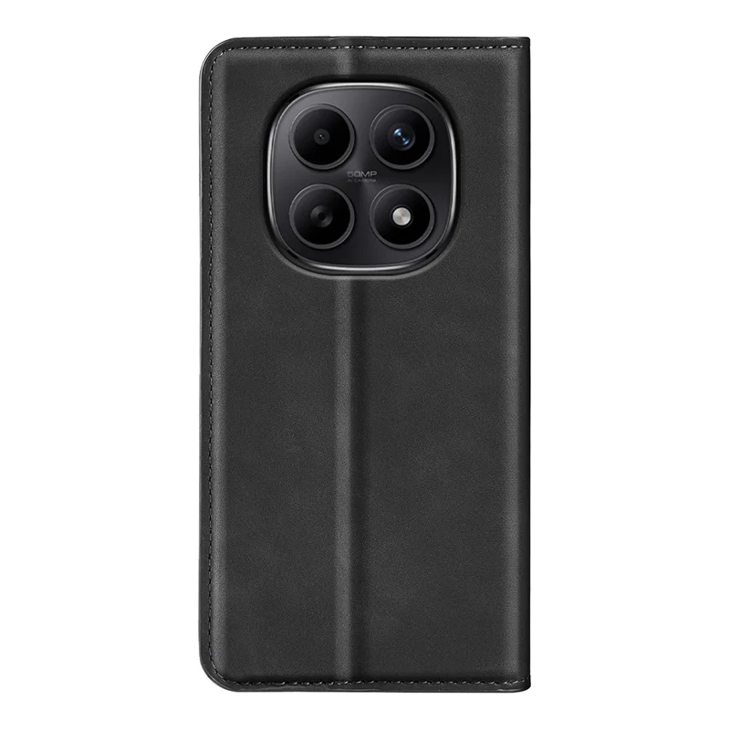 For Xiaomi Redmi Note 15 4G (Global) Stand Case Skin Touch TPU + PU Leather Wallet Folio Flip Phone Cover - Black