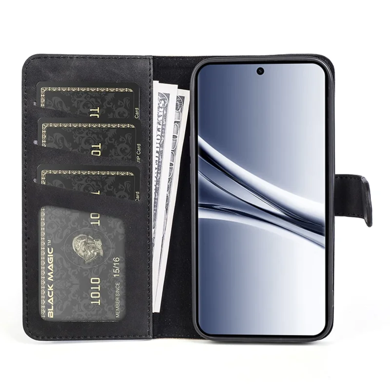 For Xiaomi Redmi Note 15 4G (Global) Wallet Case Leather Phone Cover Splicing Color - Black