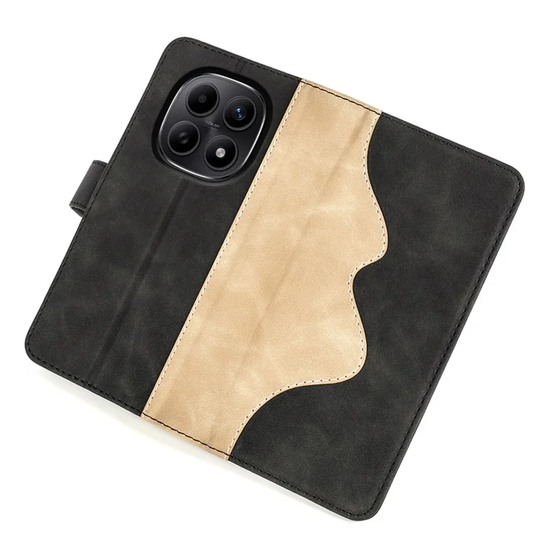 For Xiaomi Redmi Note 15 4G (Global) Wallet Case Leather Phone Cover Splicing Color - Black