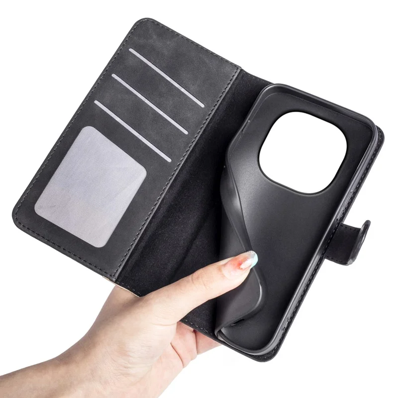 For Xiaomi Redmi Note 15 4G (Global) Wallet Case Leather Phone Cover Splicing Color - Black