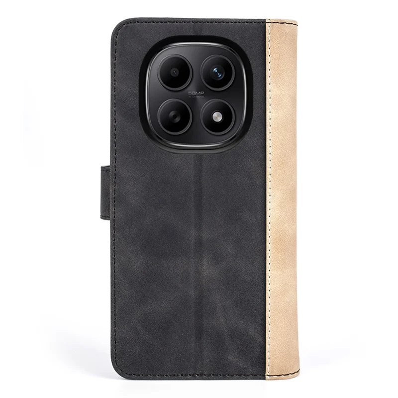 For Xiaomi Redmi Note 15 4G (Global) Wallet Case Leather Phone Cover Splicing Color - Black