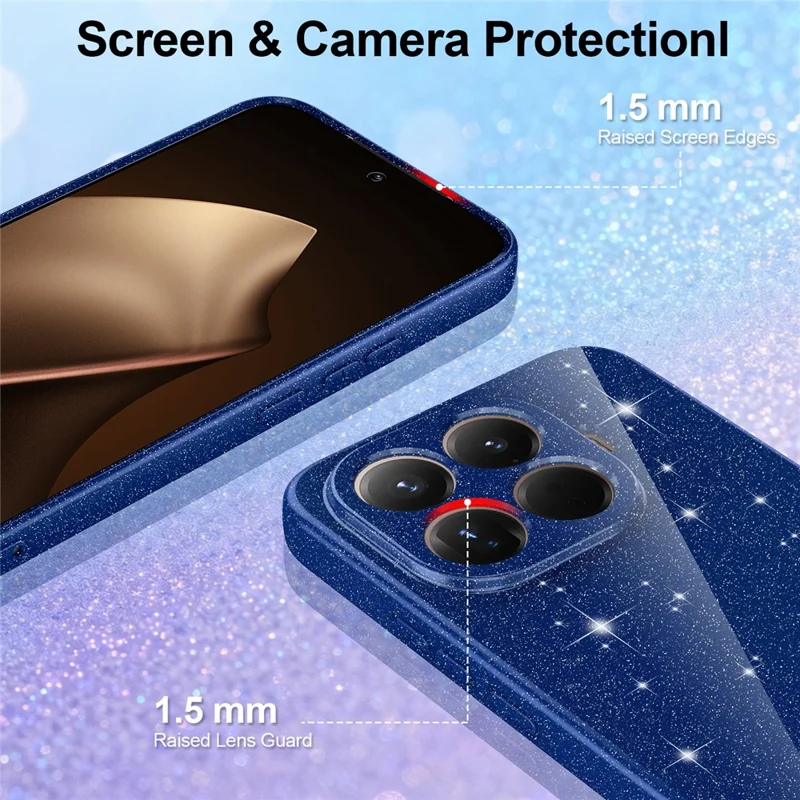 Funda magnética para Xiaomi 15T Pro, funda antichoque de TPU con purpurina y cordón - Azul